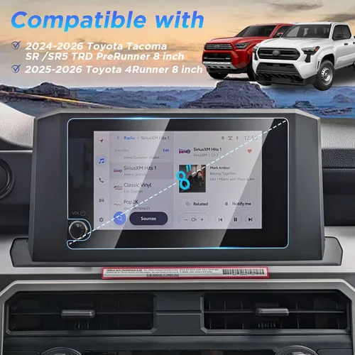 Vista 7 de Protector de pantalla HD para Toyota Tacoma 2024-2026/4Runner 2025-2026 Only for 8-Inch Screen, HD Glass, Sensitive Touch, 9H Hardness, Scratch