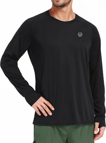 Vista 5 de NELEUS Camisas Deportivas de Manga Larga para Hombre, Transpirables, para Correr