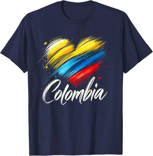 Vista 30 de Camiseta de orgullo colombiano con corazón de la bandera de Colombia