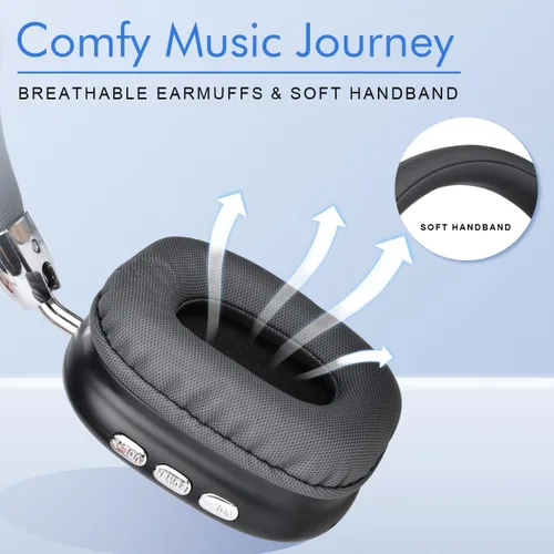 Vista 6 de AYI Auriculares inalámbricos Bluetooth de alta calidad con micrófono, sonido estéreo de alta fidelidad, plegable, recargable, compatible