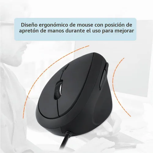 Vista 6 de Ratón ergonómico con cable, ratón vertical óptico con 3 ajustables 800/1200/1600, 6 botones USB ratón de computadora