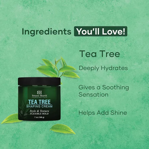 Vista 2 de Botanic Hearth Crema moldeadora de árbol de té, crema para peinar el cabello con colágeno y biotina, estilo y textura, sujeción fuerte y flexible