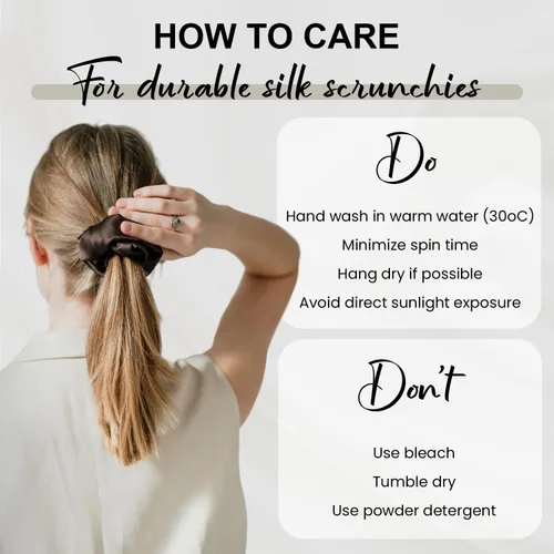 Vista 8 de WIGI Juego de 2 coleteros de seda, 100% seda de morera pura, no daña el cabello para mujeres, súper suave, elegante, apto para todo tipo de cabello