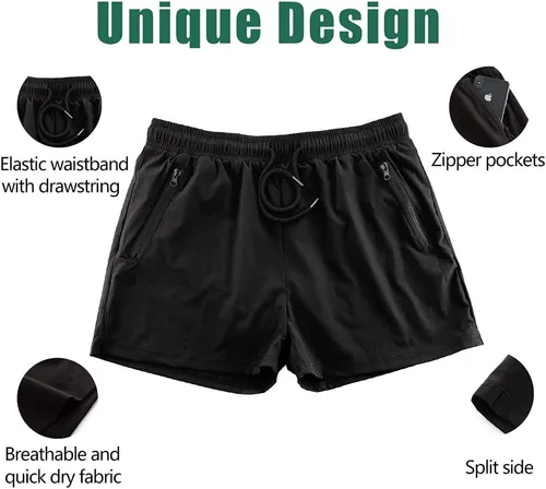 Vista 6 de Rexcyril Pantalones cortos de entrenamiento para hombre, de secado rápido, de 3 pulgadas, para correr, fisicoculturismo, con forro y bolsillos