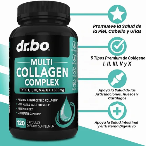 Vista 2 de Péptidos de colágeno múltiple y multivitamínico para mujer, cápsulas complejas de colágeno múltiple tipo I, II, III, V y X, píldoras de péptidos