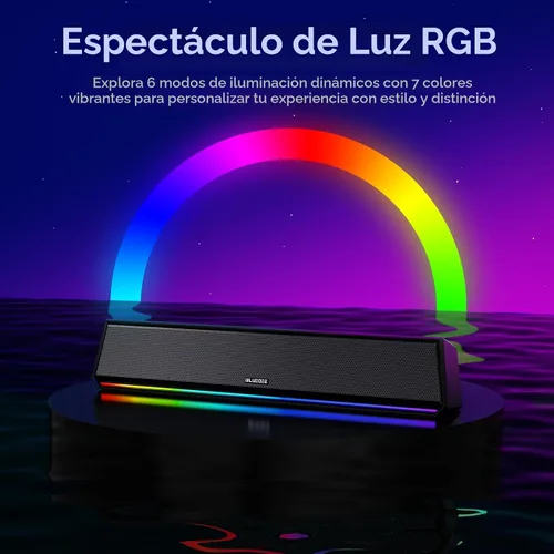 Vista 6 de Bluedee Altavoces de computadora para PC de escritorio, altavoces Bluetooth 5.3 para PC con luz RGB dinámica, barra de sonido de computadora