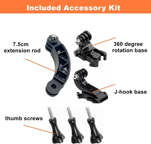 Vista 5 de Soporte de correa para GoPro para cascos, base de adaptador de montaje ajustable con varilla de extensión y hebilla giratoria de liberación rápida