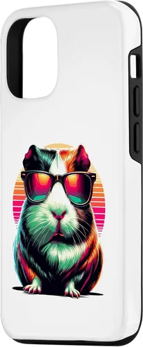 Vista 2 de Funda colorida para iPhone 15 con gafas de sol de arte pop para amantes de conejillos de indias