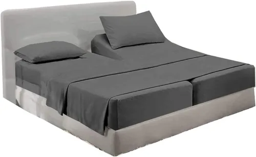 Vista 38 de Juego de sábanas divididas tamaño Queen para cama ajustable, juego de sábanas divididas de 5 piezas para cama Queen dividida de 600 hilos, 100%