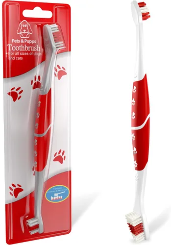 Vista 9 de Cepillo de dientes para mascotas para perros, gatos con cerdas suaves, fácil limpieza de dientes y cuidado dental, cepillo de dientes antideslizante