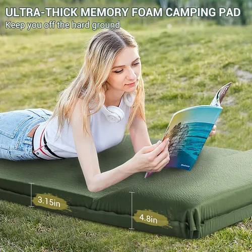 Vista 3 de Elegear Almohadilla de Dormir Autoinflable, 3.15" Almohadilla de Espuma Viscoelástica Ultra Gruesa para Acampar con Almohada de Inflado Rápido