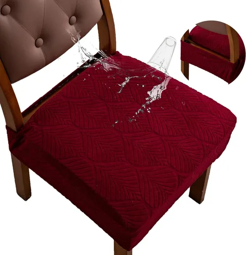 Vista 9 de Fundas de asiento para silla de comedor, extraíbles y lavables, juego de 2, fundas de cojín de asiento de silla de jacquard, protectores