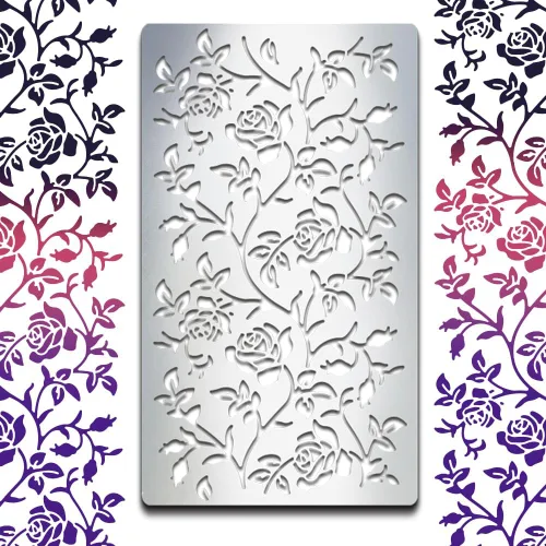 Vista 10 de MAYJOYDIY Can Plant - Plantilla de metal para diario, marcapáginas, plantillas de metal de 4 x 7 pulgadas, plantilla de dibujo de acero inoxidable