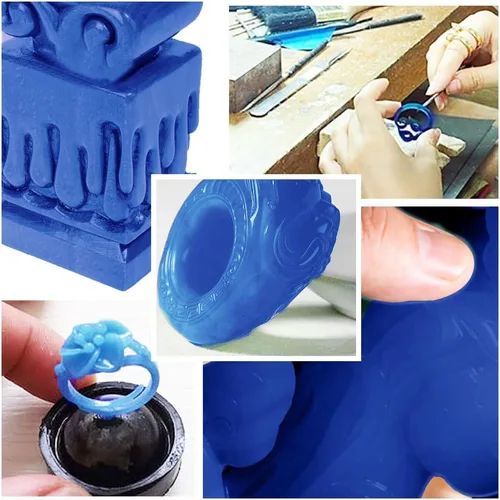 Vista 6 de Bloque de cera para tallar cera perdida, herramienta de moldeo de joyería, molde para esculpir 1 libra (bloque de cera azul)