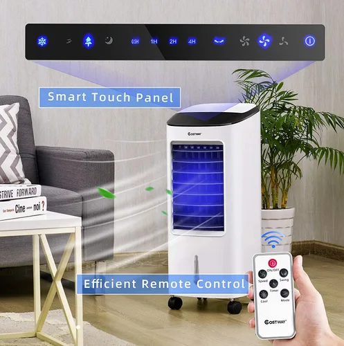 Vista 4 de ARLIME Enfriador de aire evaporativo, ventilador de aire acondicionado portátil 3 en 1 y humidificador, 3 velocidades de viento, 3 modos, pantalla