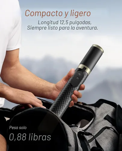 Vista 6 de Vimose Trípode para teléfono y selfie stick con control remoto, portátil, ligero para grabación de video y vlog, trípode extensible para viajes Negro