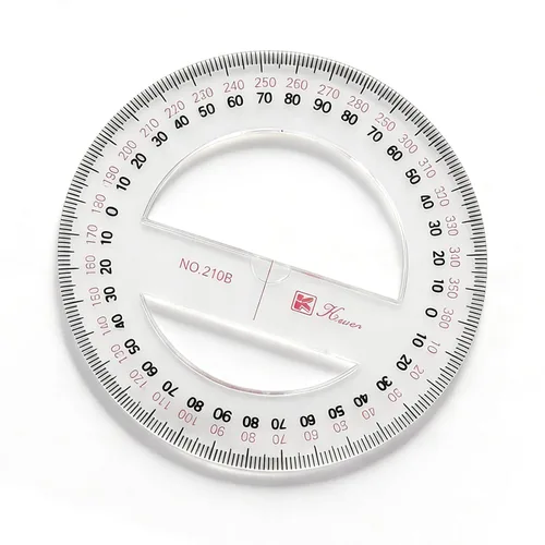 Vista 9 de SEIWEI Transportador de 360 grados, regla circular matemática de 7.8 pulgadas, herramienta de medición de ángulo de plástico transparente con escala