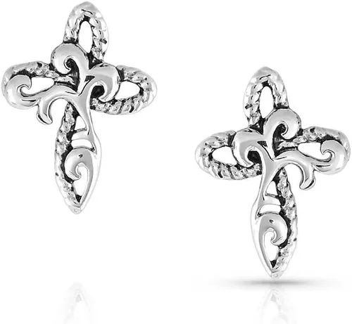 Vista 9 de Montana Silversmiths Pendientes de cruz estilo de vida occidental