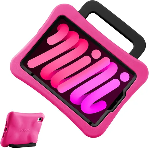 Vista 21 de Funda para Niños para iPad mini 7 (A17 Pro) 2024/iPad Mini6 2021, Peso Ligero Resistente/A Prueba de Golpes/A Prueba de Caídas con Asa/Soporte