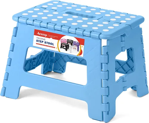 Vista 38 de ACSTEP Taburete plegable de 9 pulgadas, capacidad de 300 libras, taburetes plegables de plástico para niños y adultos, taburete plegable adecuado