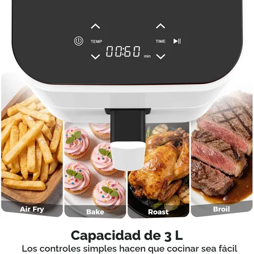 Vista 4 de Freidora de aire digital compacta de 3 cuartos de galón, pequeña freidora de aire con placa antiadherente, cesta apta para lavavajillas, apagado