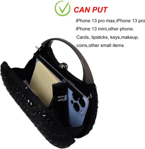 Vista 5 de Elegante bolso de mano de cristal con diamantes de imitación para mujer, bolso de fiesta, boda, baile de graduación, bolsa brillante