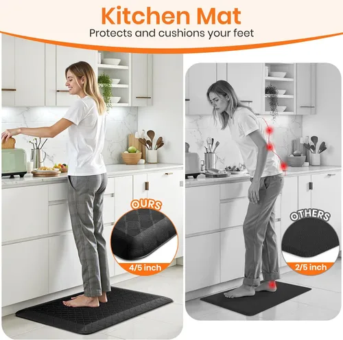 Vista 7 de Tapetes de cocina extra gruesos de 4/5 pulgadas para piso, antideslizantes, antifatiga, tapete de fregadero impermeable resistente a las manchas