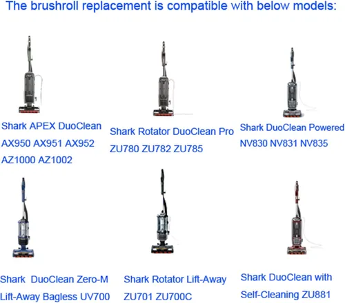 Vista 3 de Paquete de 2 cepillos de repuesto compatibles con Shark Apex AX950 AX951 AX952 AZ1000 AZ1002 y Duoclean NV830 NV831 NV835 UV700 ZU700C ZU701 ZU780