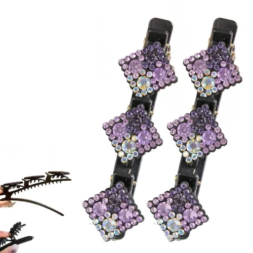 Vista 13 de Pinzas de pelo trenzadas para mujeres y niñas, 2025 nuevas pinzas de pelo con piedras de cristal brillantes, pinzas cortas de pico de pato