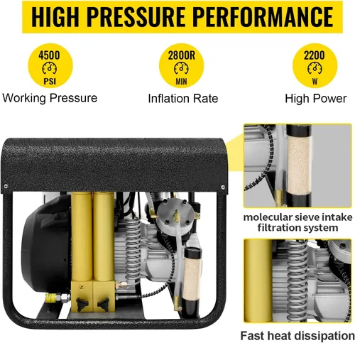 Vista 7 de TUXING Compresor de aire PCP, compresor de aire de tanque de buceo de 4500 PSI/30 MPa, compresor de buceo PCP de doble cilindro con sistema interno