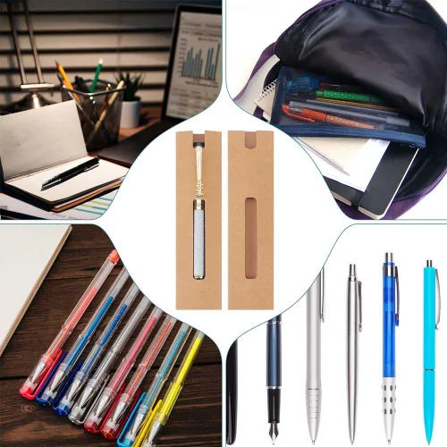 Vista 5 de NBEADS Burlywood - 50 cajas de regalo para bolígrafos Kraft, caja de embalaje con ventana para lápices, bolígrafo estilográfico, regalo de Navidad