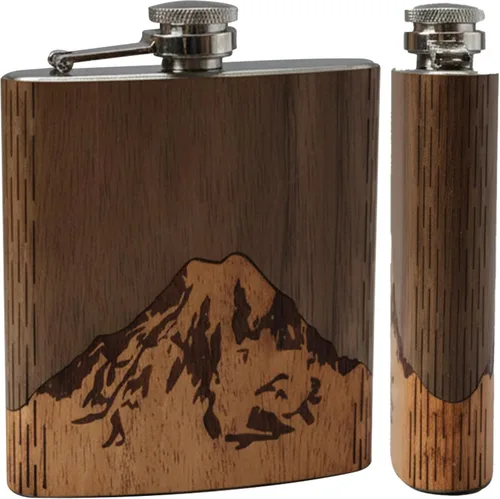 Vista 9 de WUDN Frasco de madera de 6 oz. - Cuerpo de acero inoxidable, bandera americana real