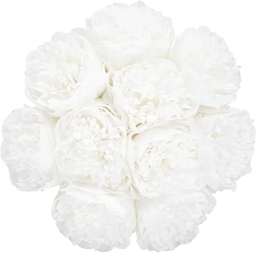 Vista 14 de U'Artlines 10 cabezas de peonías artificiales de seda, hojas y flores para decoración del hogar, oficina, bodas, fiestas, festivales y bares (negro)