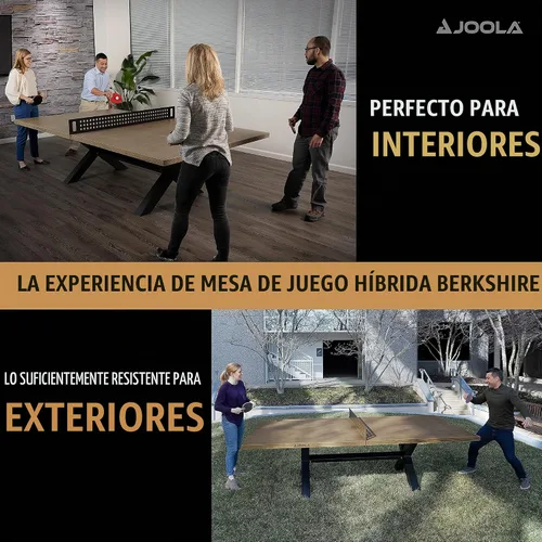 Vista 4 de JOOLA - Mesa de tenis de mesa para exteriores - Mesa de conferencia multiusos, mesa de comedor - Aspecto de madera y concreto, incluye set de red