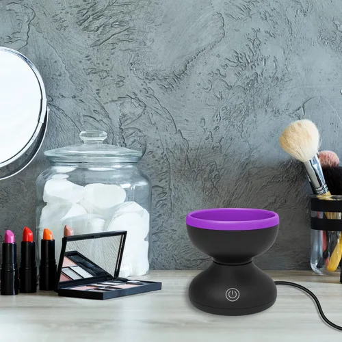 Vista 6 de Catcan Limpiador de brochas de maquillaje eléctrico - Máquina limpiadora automática de cepillos cosméticos USB para brochas de maquillaje de belleza