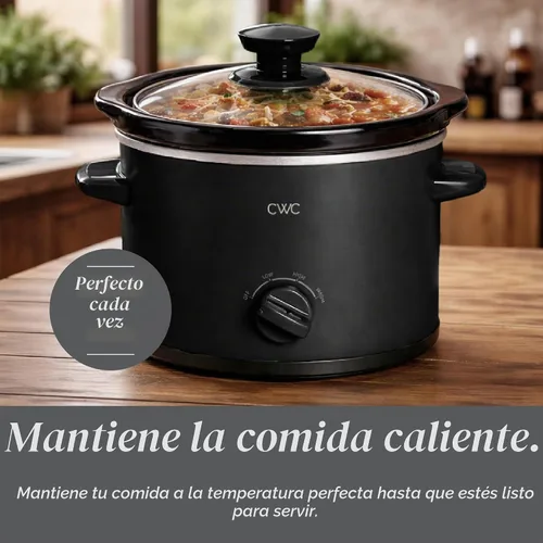Vista 6 de COOK WITH COLOR 2QT Mini Olla de cocción lenta eléctrica redonda - Configuraciones ajustables, olla de gres extraíble, tapa de vidrio templado, apta
