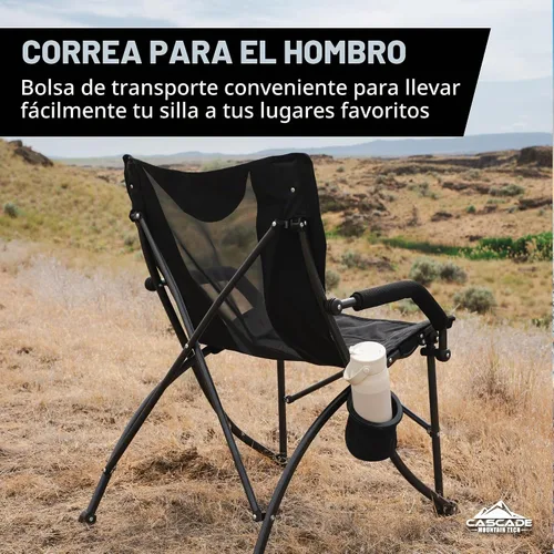 Vista 3 de Silla plegable resistente de Cascade Mountain Tech para acampar, en color negro