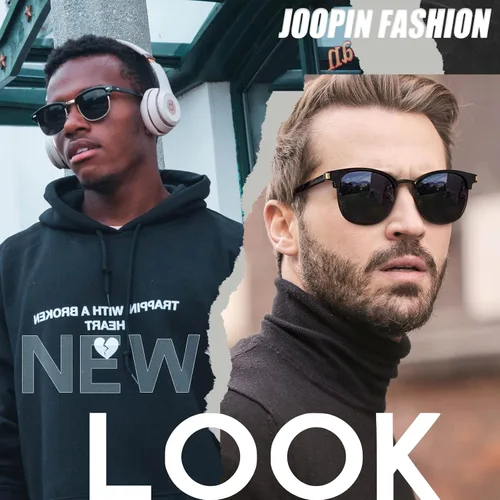 Vista 2 de Joopin Gafas de sol polarizadas semiciresin para hombres y mujeres, gafas de sol clásicas de media montura con protección UV