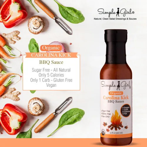 Vista 5 de Simple Girl Carolina Style BBQ Sauce – 12 oz – Baja en calorías – Sin azúcar – Apto para diabéticos y veganos – Sin gluten/grasa/MSG – Compatible