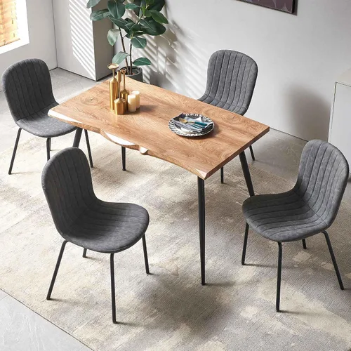 Vista 3 de NORDICANA Juego de mesa de comedor de 5 piezas, mesa de comedor rectangular moderna y sillas para cocina, comedor, rincón de desayuno con 4 sillas