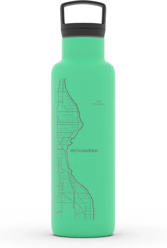 Vista 16 de Well Told Botella de agua aislada con mapa de Washington DC grabado, botella de acero inoxidable grabada (21 onzas, blanco) botella aislada de mapa