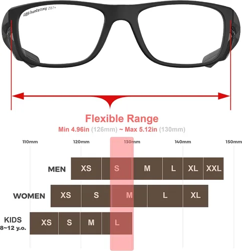 Vista 4 de HTS HUNTERSKY TR90NZZ - Lentes de seguridad con escudo lateral, tamaño pequeño, para mujeres y hombres, ANSI Z87, anti niebla, resistentes a