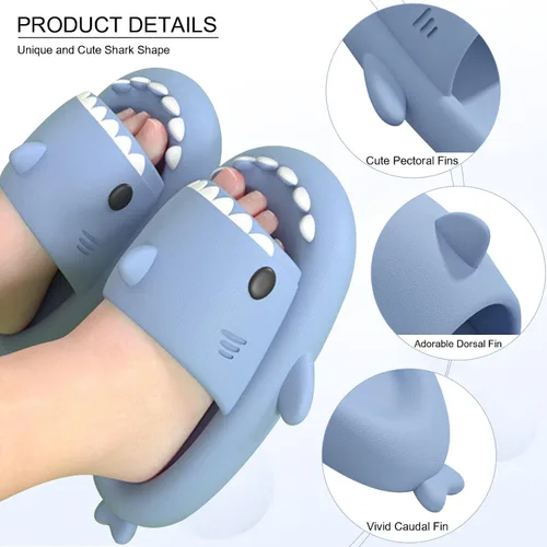 Vista 2 de EECH Sandalias Cloud Shark para niños y niñas, 2023, pantuflas de tiburón para niños grandes, sandalias de tiburón de suela gruesa mejoradas
