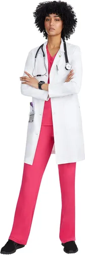 Vista 3 de Healing Hands Abrigo de laboratorio blanco de 6 bolsillos de longitud completa para mujer 5161 Faye Lab Coat The White Coat Minimalist Collection