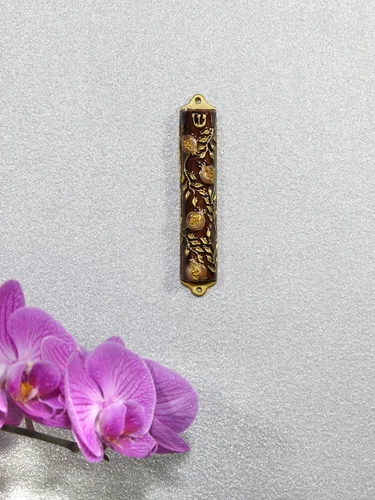 Vista 3 de Bless This House Mezuzah - Estuche para mezuzá con diseño de granada Judaica, funda para puerta de 4 pulgadas