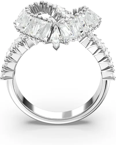 Vista 4 de SWAROVSKI Matrix cocktail ring, Mixed cuts, Heart, White, Rhodium Finish