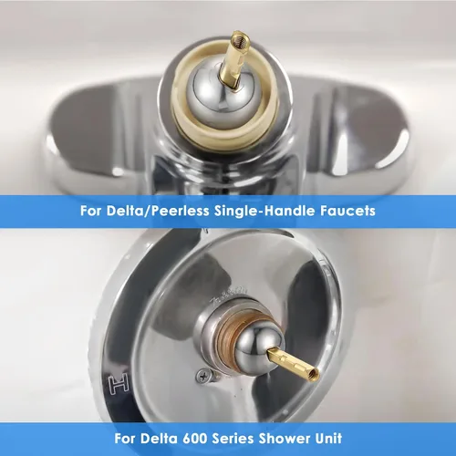 Vista 3 de Dreyoo Kit de reparación de grifo de un solo mango con válvulas de bola de acero inoxidable RP212 y manijas de perilla, compatible con grifos