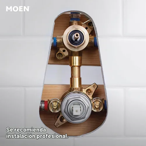 Vista 4 de Moen Align Moldura de ducha de 2 manijas de oro cepillado M-CORE Serie 3 con válvula de transferencia integrada, requiere válvula, UT3290BG