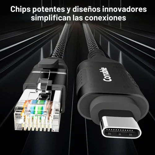 Vista 2 de Cable Ethernet a USB C de 1 pie, adaptador de red LAN de Internet tipo C a RJ45, Gigabit, trenzado, conectado directamente, Thunderbolt 4/3