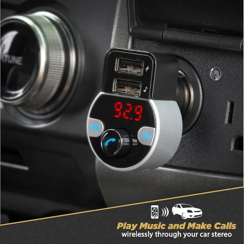 Vista 5 de Scosche SBTFM4-XCES0 Select Bluetooth 5.0 Kit de coche Transmisor FM con pantalla LED digital y puertos de carga duales